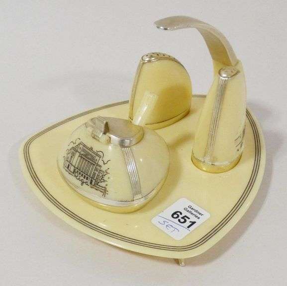 ART DECO BAKELITE CONDIMENT SET