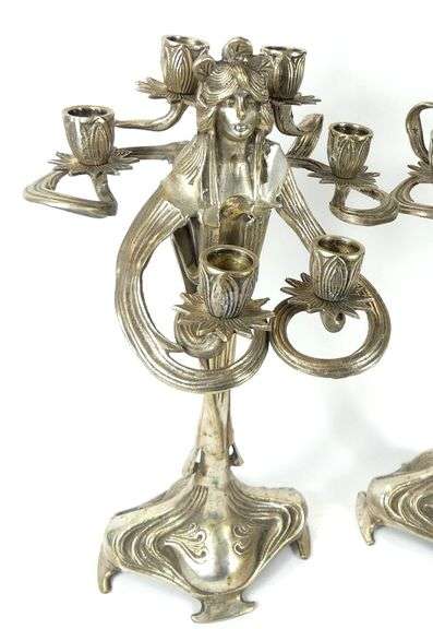 PAIR ART NOUVEAU CANDELABRA