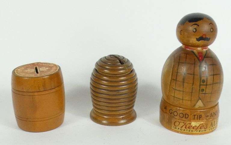 5 WOODEN COIN BANKS