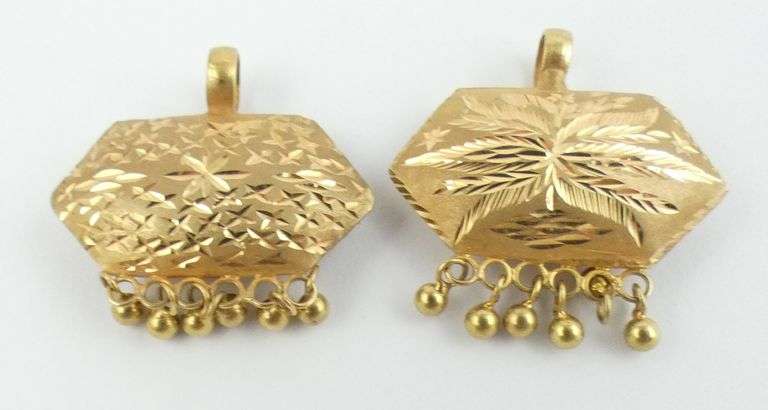 PAIR GOLD EARRINGS/PENDANTS