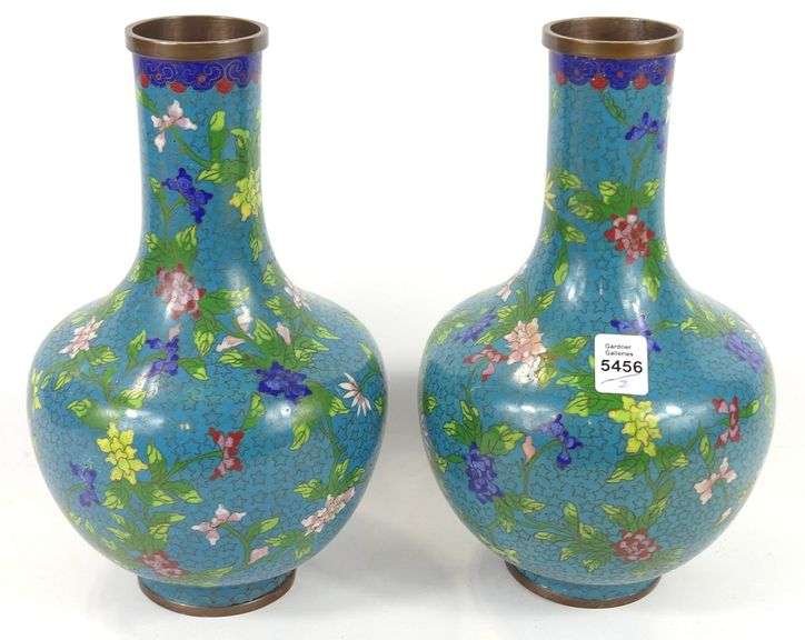 PAIR CHINESE CLOISONNE VASES