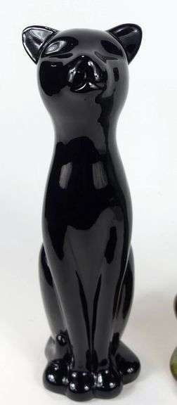 TWO POTTERY CAT FIGURINES