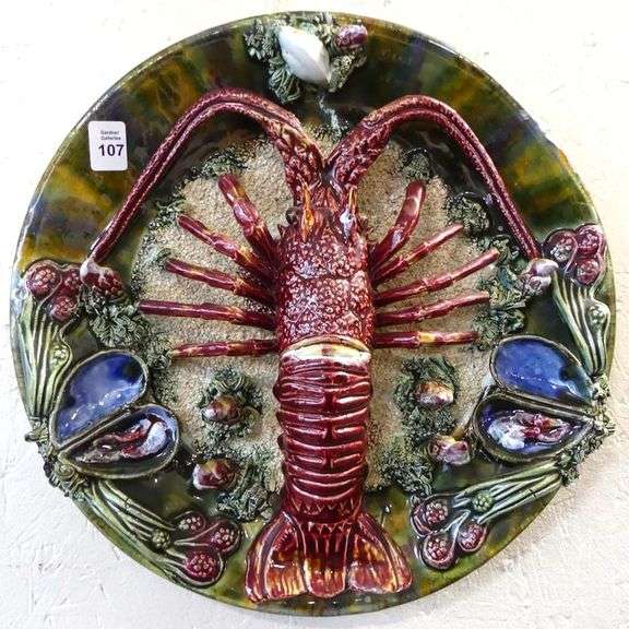 MAJOLICA PALISSEY POTTERY "LOBSTER" WALL PLATE