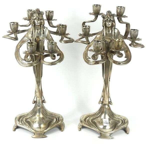 PAIR ART NOUVEAU CANDELABRA