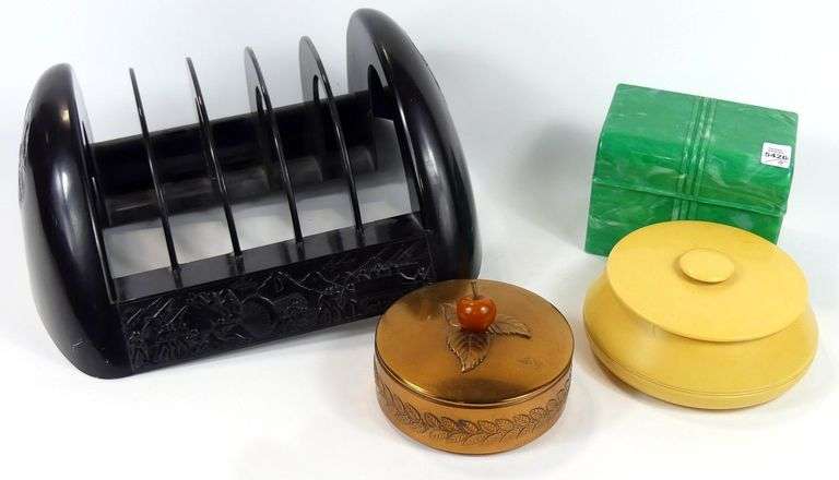 BAKELITE HOLDER, CARD CASE & TRINKET BOXES