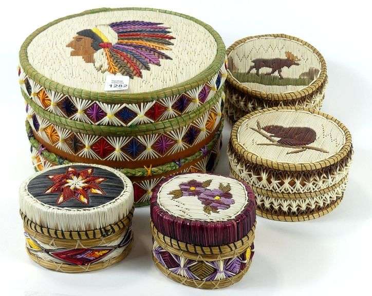 5 BIRCHBARK & QUILL BOXES