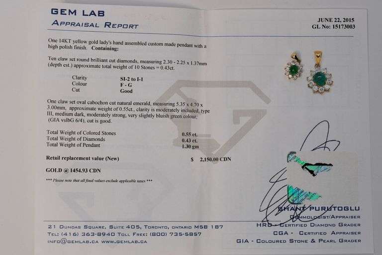 EMERALD & DIAMOND PENDANT