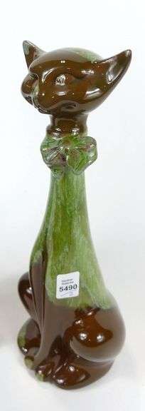 TWO POTTERY CAT FIGURINES