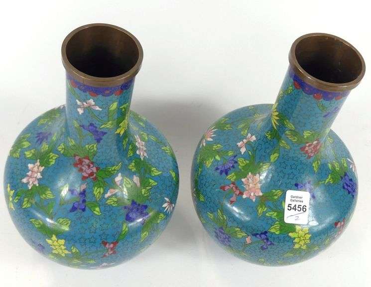 PAIR CHINESE CLOISONNE VASES