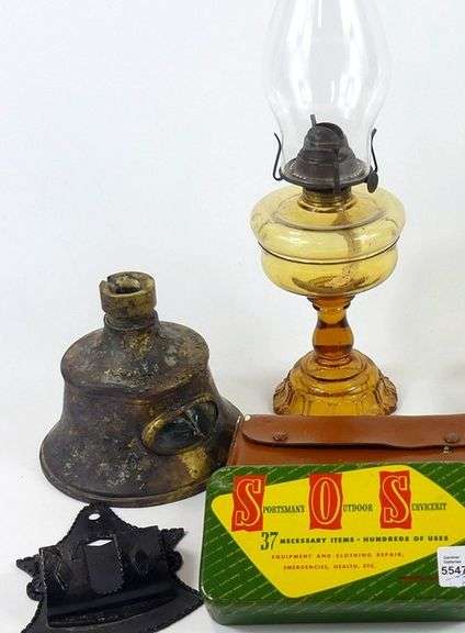 ANTIQUE OIL LAMP & CURIOS