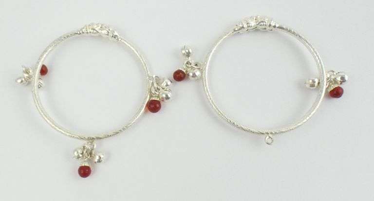 2 PAIRS SILVER ANKLETS