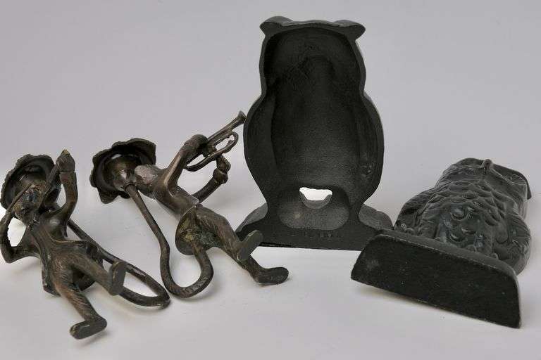 BOOKENDS AND CANDLESTICKS