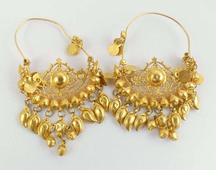 PAIR ORNATE GOLD EARRINGS