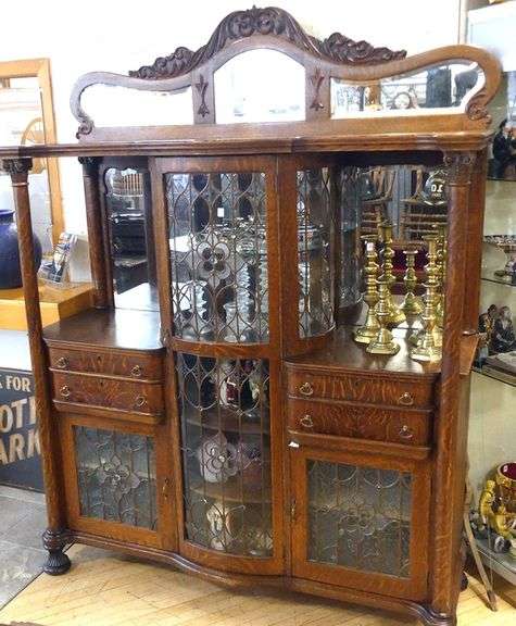 EXCEPTIONAL MCLAGAN LEAD GLASS WALL CABINET
