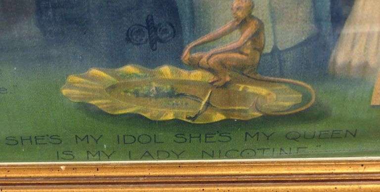 FRAMED ANTIQUE "SMOKING" ADVERTISEMENT