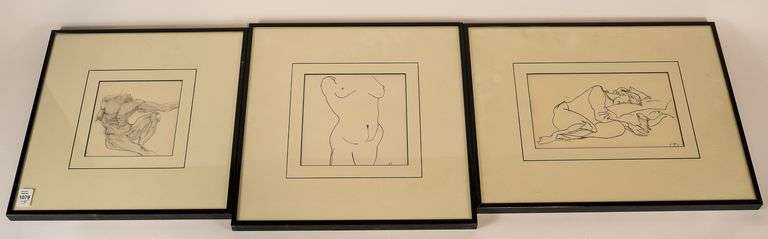 3 IAN TROWELL NUDE SKETCHES