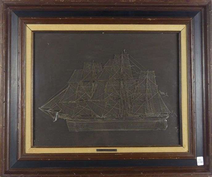 STERLING SILVER SHIP DISPLAYED IN FRAME