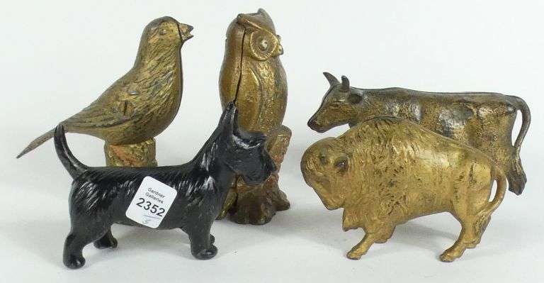 5 CAST IRON COIN BANKS