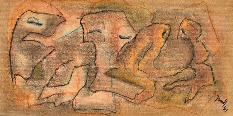 2 IAN TROWELL MIXED MEDIA PAINTINGS