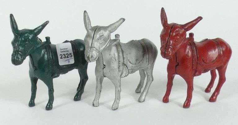 3 CAST IRON COIN BANKS