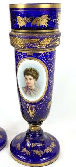 PAIR ANTIQUE GLASS VASES