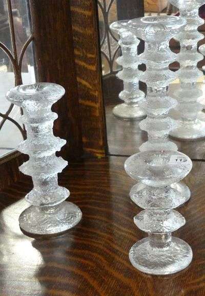FIVE IITTALA ART GLASS CANDLESTICKS