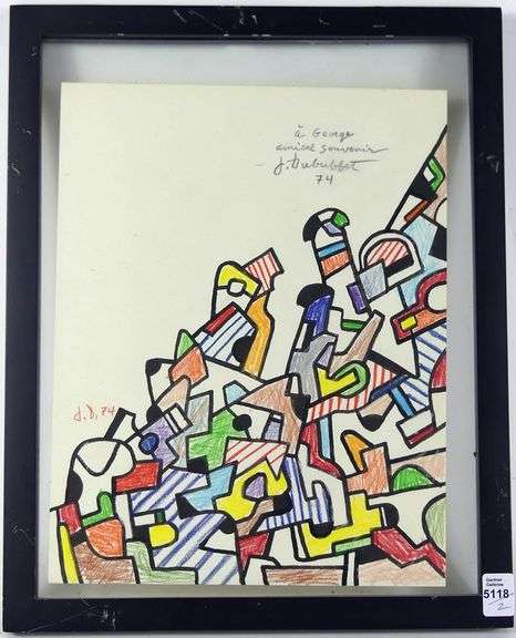 JEAN DUBUFFET (ATTRIBUTED) DRAWING & BOOKLET