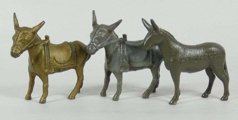 3 CAST IRON DONKEY BANKS