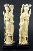 PAIR CHINESE IVORY CARVED FIGURES