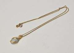 14K DIAMOND PENDANT AND CHAIN