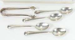 STERLING TEASPOONS & SUGAR TONGS