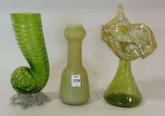 THREE ART GLASS VASES