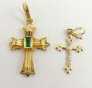 2 GOLD CROSS PENDANTS OR CHARMS