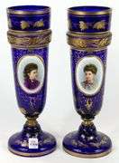 PAIR ANTIQUE GLASS VASES