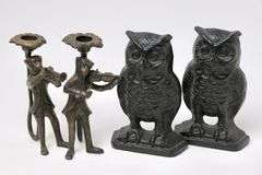 BOOKENDS AND CANDLESTICKS