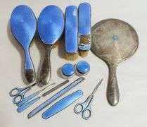 ENAMELED STERLING TOILETTE ACCESSORIES