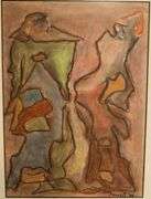2 IAN TROWELL MIXED MEDIA PAINTINGS