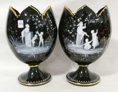 PAIR OF RARE MARY GREGORY VASES