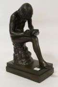 "BOY WITH THORN" BRONZE SCULPTURE