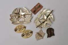 SOVIET HAT BADGES, ETC.