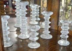 FIVE IITTALA ART GLASS CANDLESTICKS