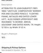 JEAN DUBUFFET (ATTRIBUTED) DRAWING & BOOKLET