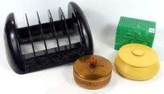 BAKELITE HOLDER, CARD CASE & TRINKET BOXES