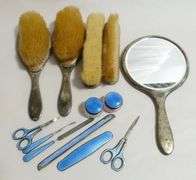ENAMELED STERLING TOILETTE ACCESSORIES