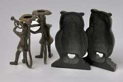 BOOKENDS AND CANDLESTICKS