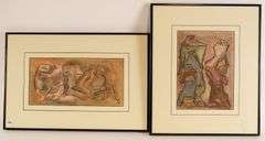 2 IAN TROWELL MIXED MEDIA PAINTINGS