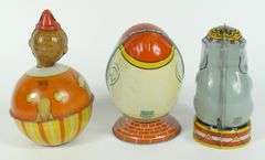3 LITHOGRAPHED TIN COIN BANKS
