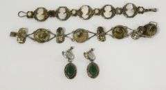 SIX BRACELETS AND PAIR OF EARRINGS
