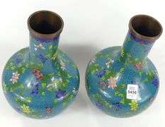 PAIR CHINESE CLOISONNE VASES