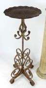 PAIR WROUGHT IRON PLANT STANDS & COLUMN